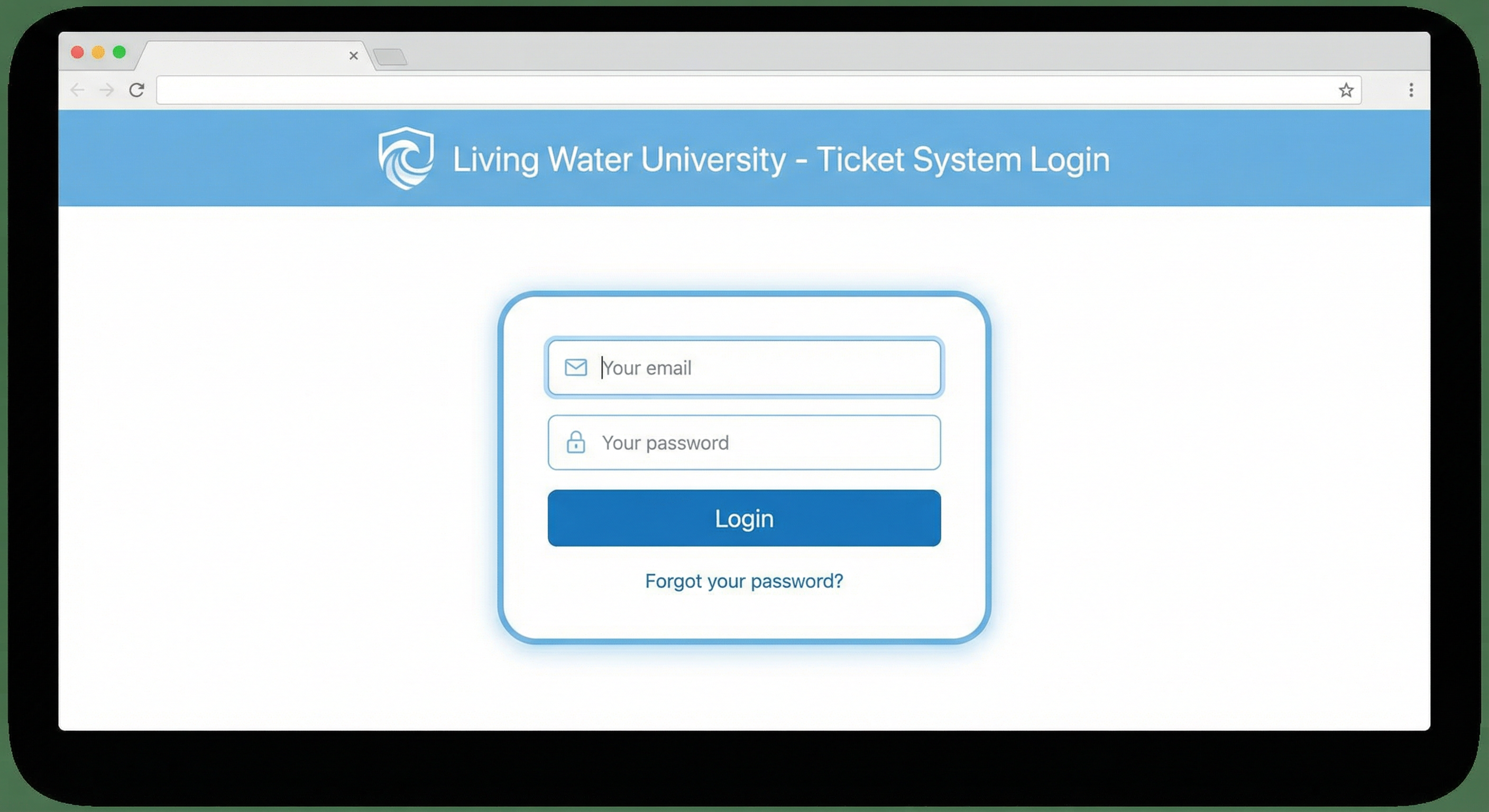 Passo 1 - Tela de login do sistema de tickets